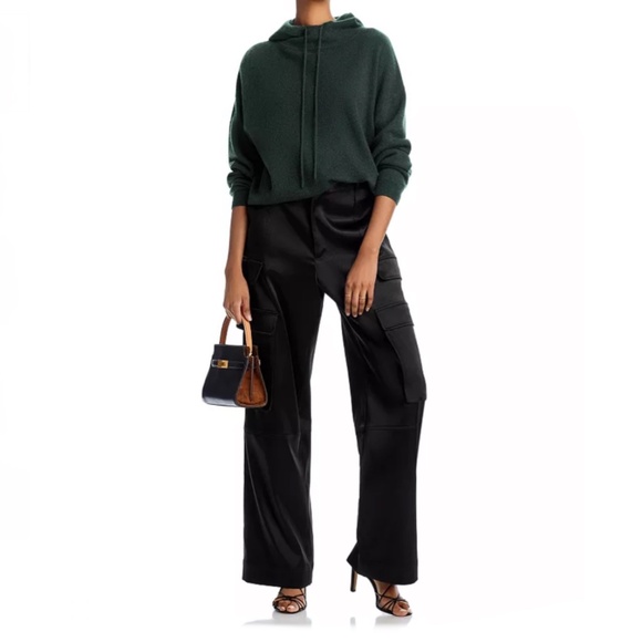 Luxurious 100% Cashmere Drop Shoulder Hoodie By Aqua in Army Green - Picture 6 of 6